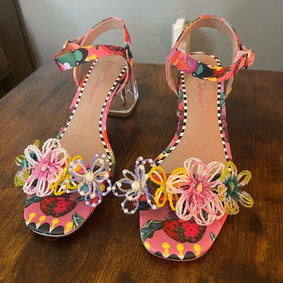 Betsey Johnson Shoes - Betsey Johnson cinthia Pink Floral Beaded Ankle-Strap Sandals